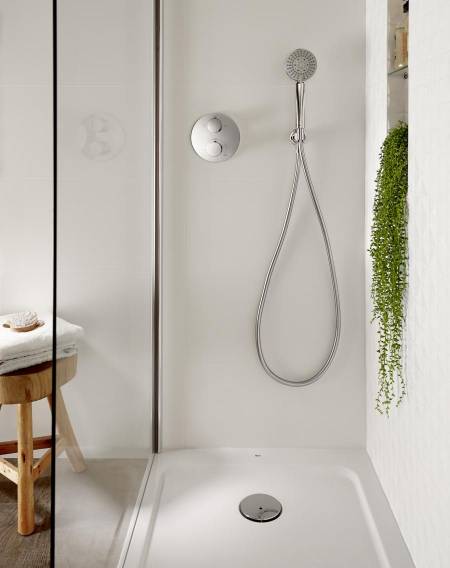 T-1000 Wall-mounted thermostatic shower mixer with shelf